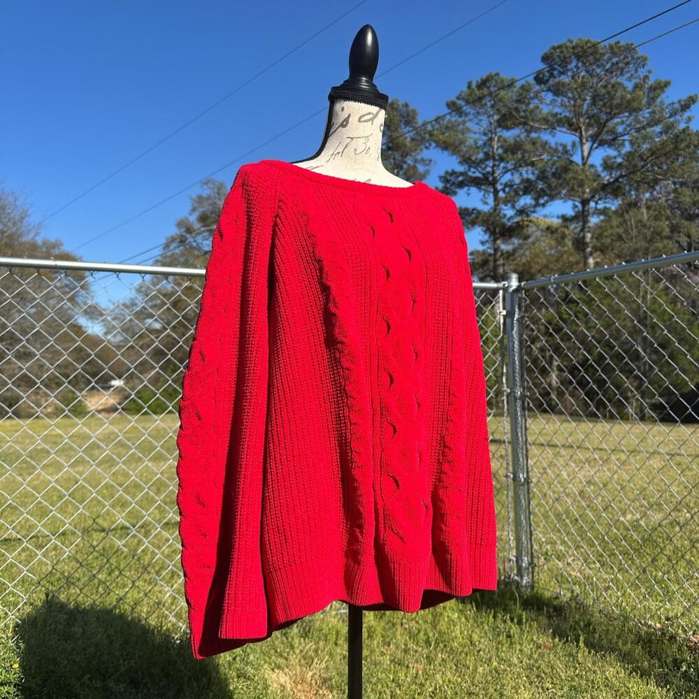 Red Cable Knit Sweater - Picture 2 of 8